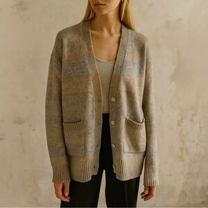 6397 Spacedye Wool Cashmere Cardigan In Marled Beige